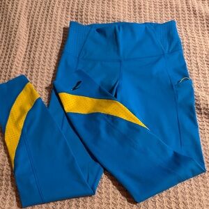 Brooks Vibrant Blue and Yellow Run Tights S